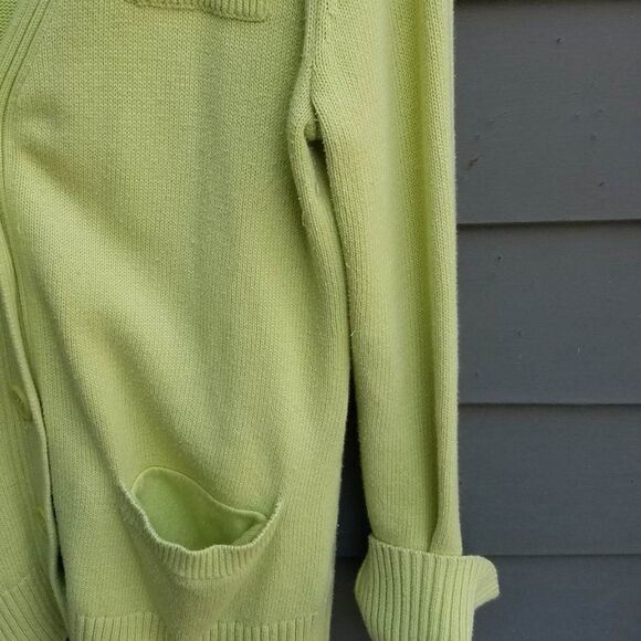 Pendleton Lime Green Cotton Cardigan with pockets size Large - Picture 5 of 8